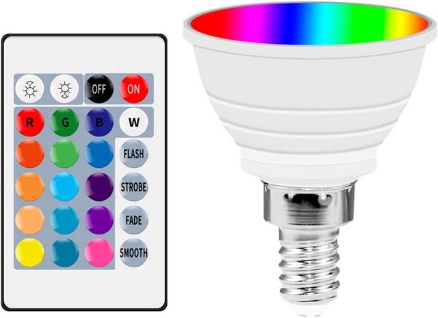 Ampoule LED RGB intelligente E14, 16 couleurs changeantes, 85-265 V, télécommande, luminosité 450 lm, avec synchronisation
