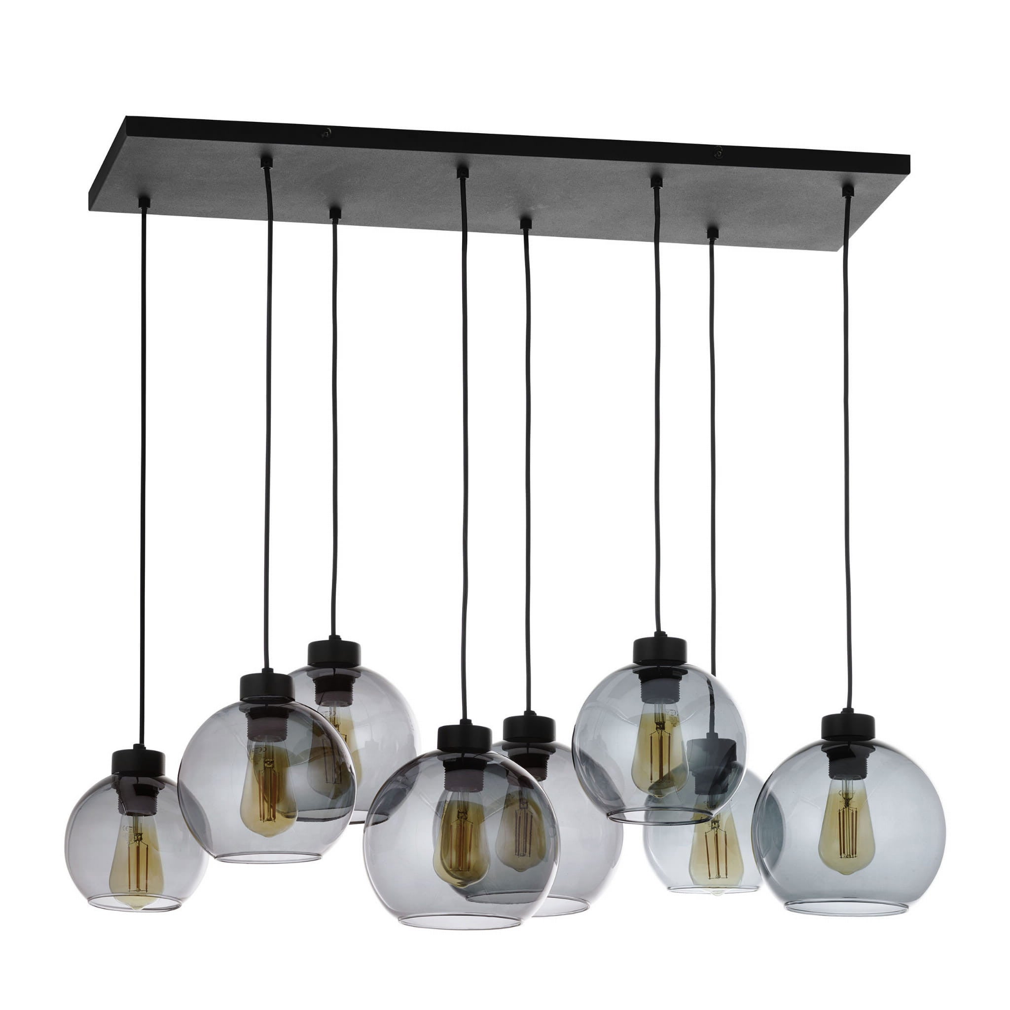 Lampa wisząca Cubus czarno-przezroczysta 8xE27x15W wym: 175 x 36 x 95 cm szkło TK Lighting