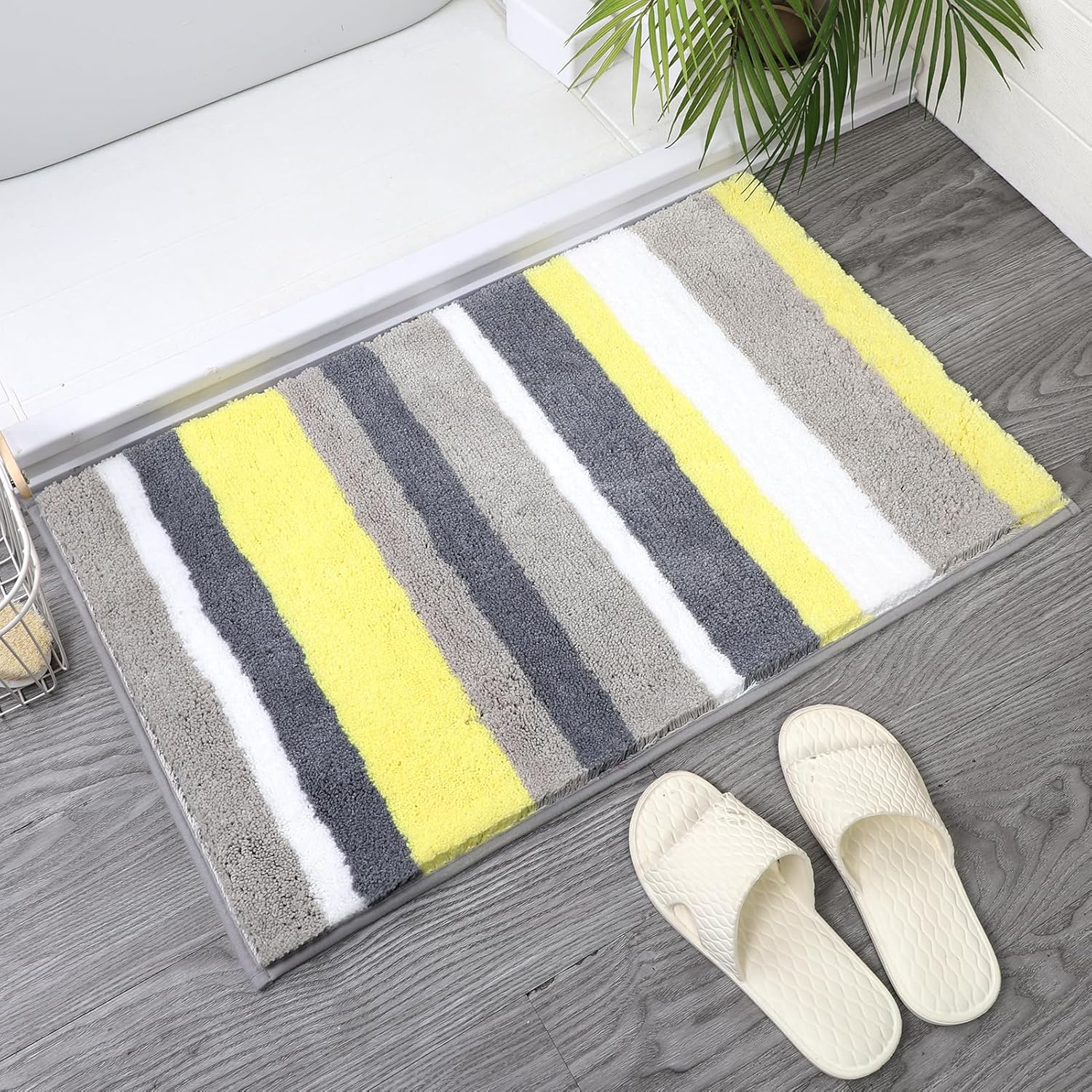 Lot De 4 Tapis Gitans Lavables ROMAINS - Épais, Cadre Antidérapant, Design Citron