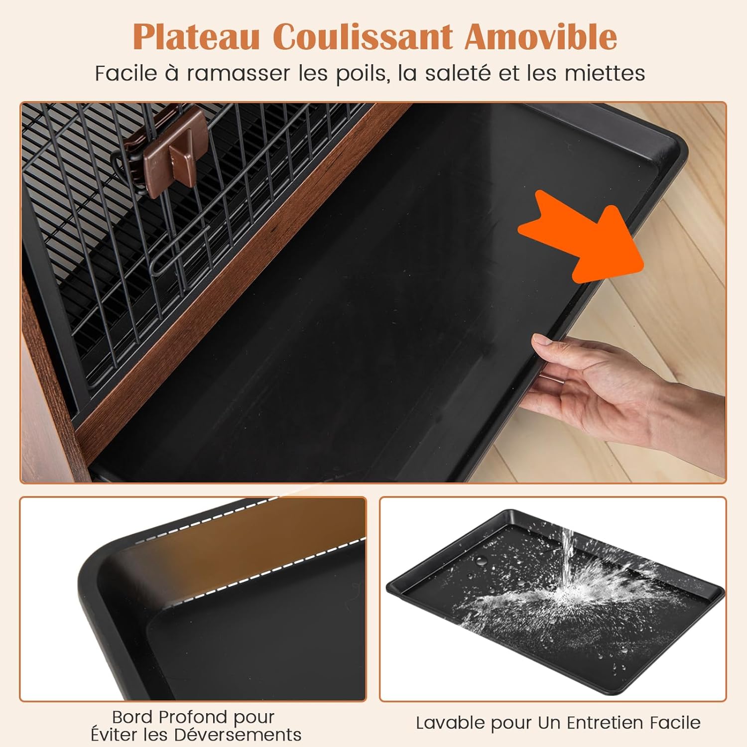 Jaulas para Perros, Casa para Perros Diseño 2 en 1 con Bandeja Extraíble, Puerta Bloqueable, Jaula Interior para Perros con Mesa Lateral para - 5
