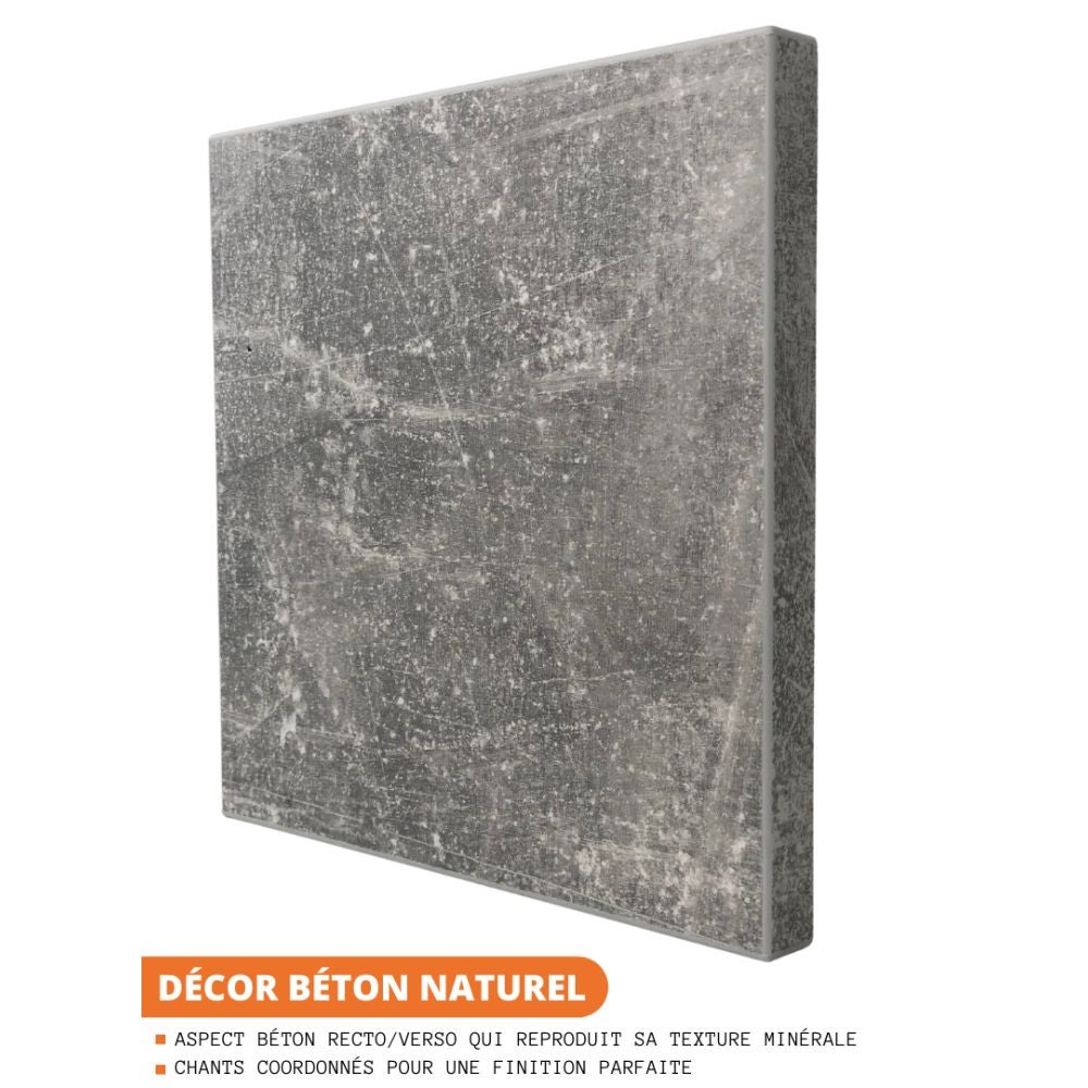 Cuisineandcie - Colonne de cuisine pour micro-onde et four encastrable Bellissi Beton Naturel 2 portes L 60 cm - 3
