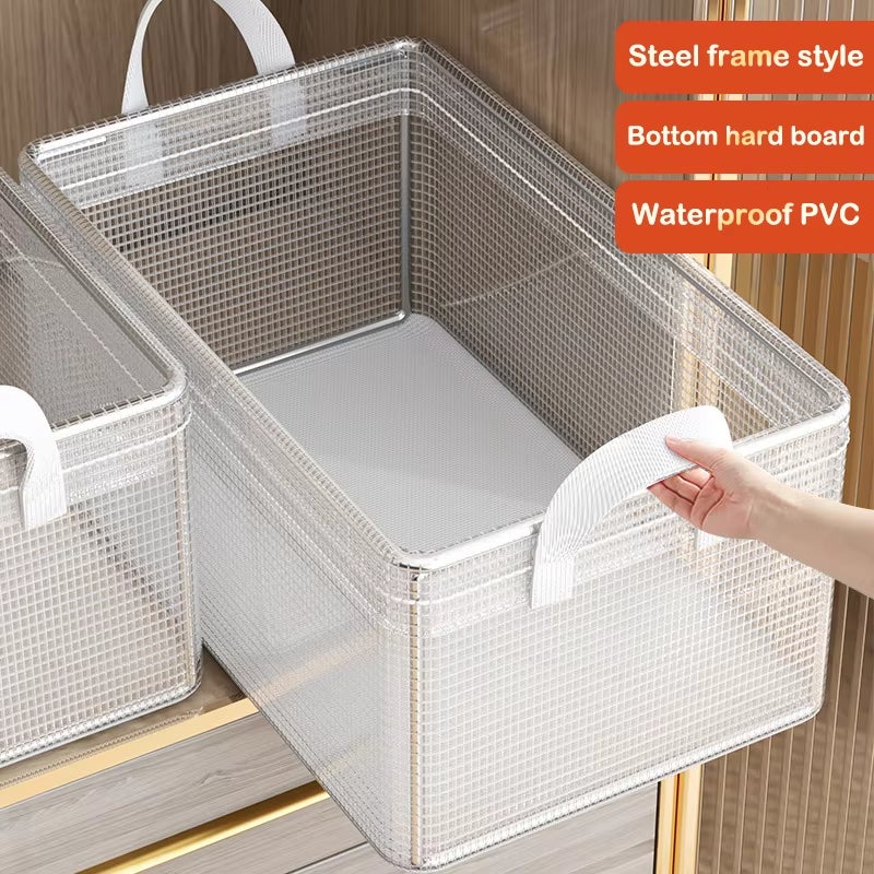 2 pezzi organizer per indumenti per armadio domestico, contenitore trasparente, contenitore per indumenti pieghevole di grande capacità in PVC - 6