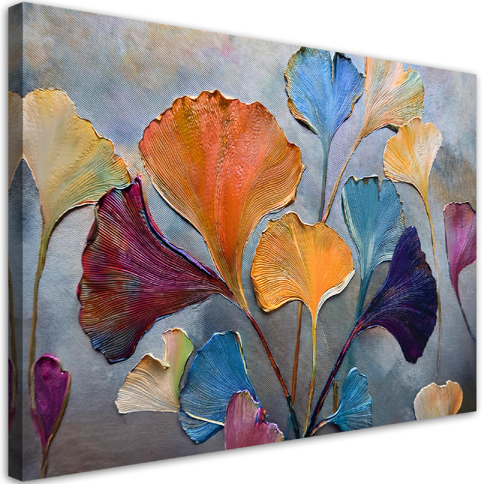 Obraz na płótnie, Kwiaty Ginko Kolorowe 100x70