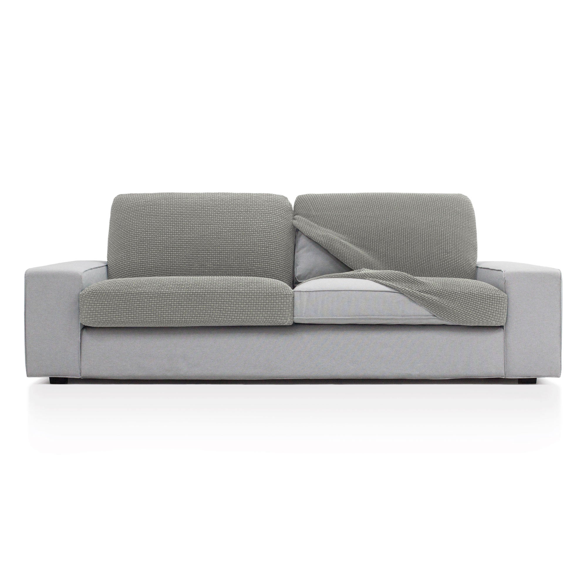 Funda súper elástica independiente para respaldo o asiento de sofá niagara sxl 50/85x140/210x10/20. color gris claro