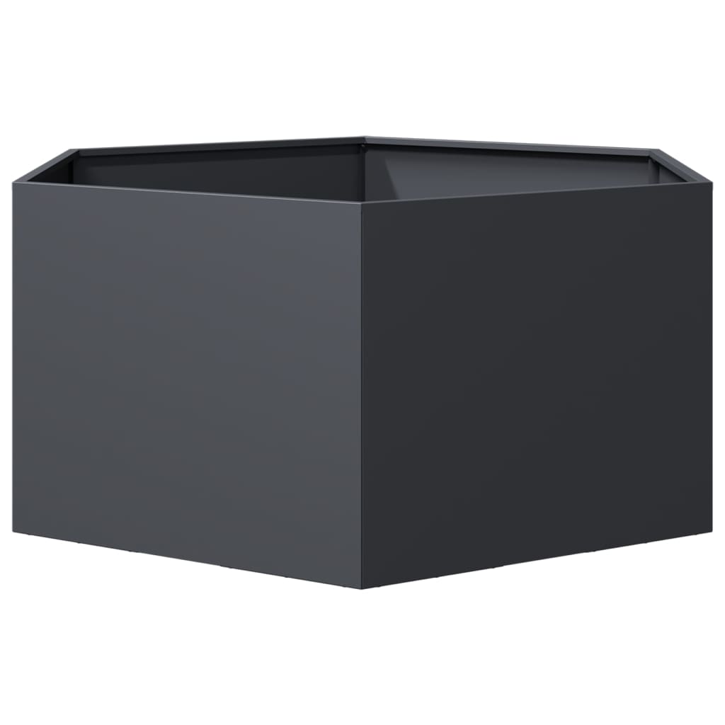 vidaXL Jardinière anthracite hexagone 104x90x45 cm acier - 4