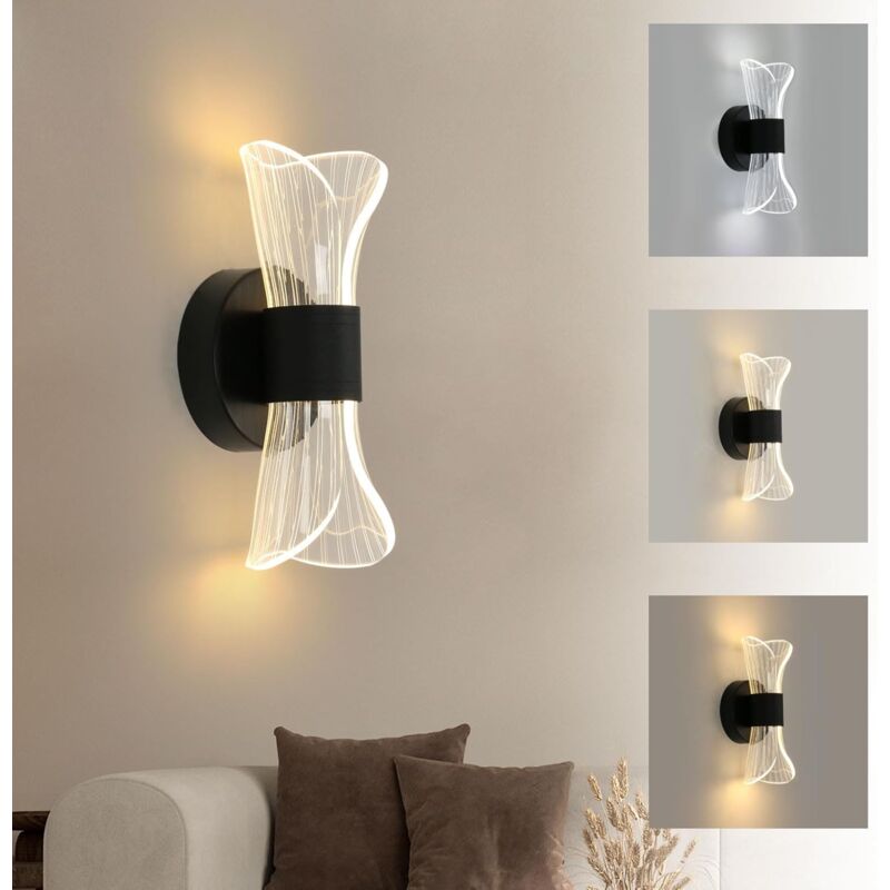 Ściemnialna wewnętrzna lampa ścienna LED, nowoczesna lampa ścienna LED 10 W o kreatywnym designie, wykonana z akrylu, odpowiednia do salonu, czarna