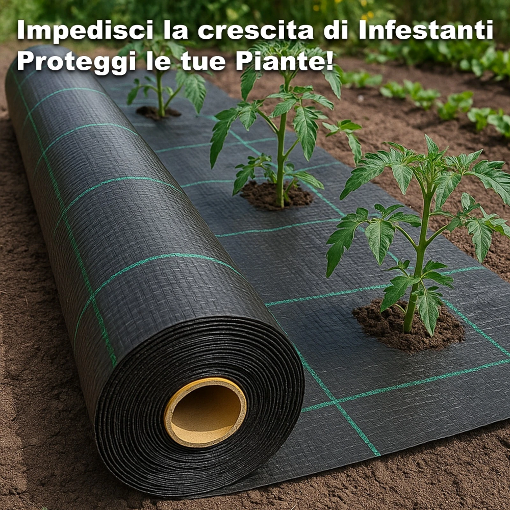 Rete Telo Pacciamatura Spessore 100 g/mq Orto Anti Erbacce Verde e Nero Senza Fori Non si Sfilaccia Giardino Pacciamante Anti-UV Permeabile 1x10 metri - 8