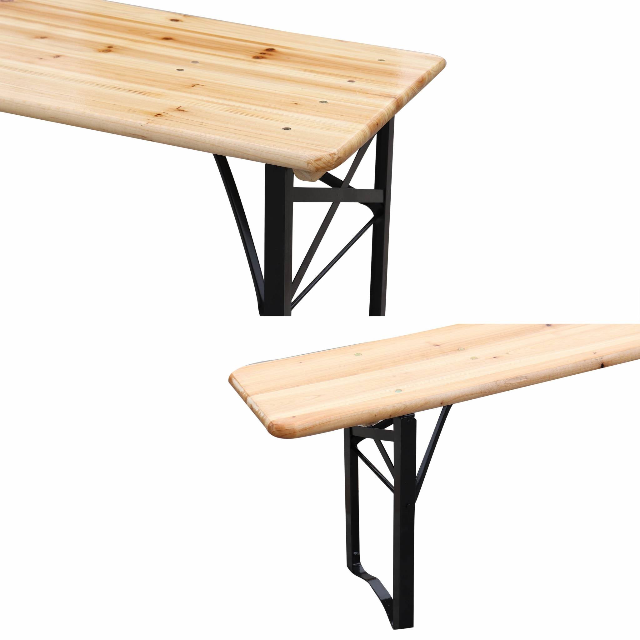 Table de jardin pliante bois de sapin + 2 bancs BAYONNE – Esprit brasserie. pliable. 6 personnes BAYONNE - 9