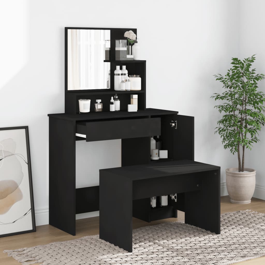 Maison Exclusive - Ensemble de coiffeuse noir 86,5x35x136 cm | Leroy Merlin