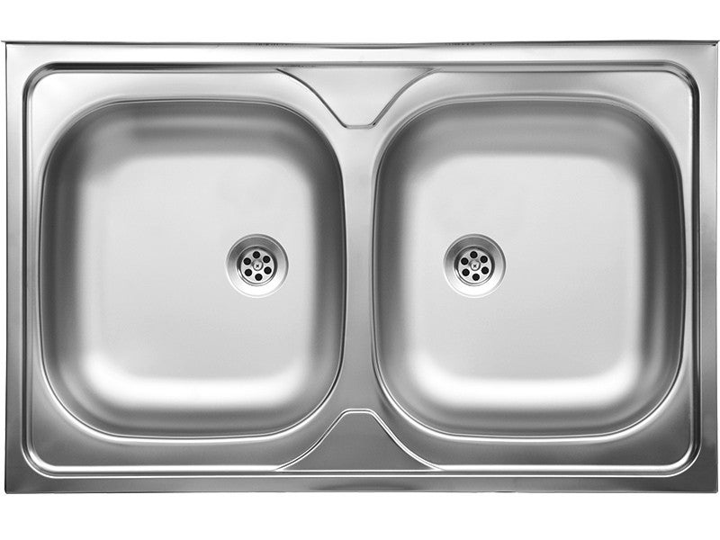 Zlewozmywak Kuchinox 50 stalowy dwukomorowy nakładany 50x80 cm 1 szt.