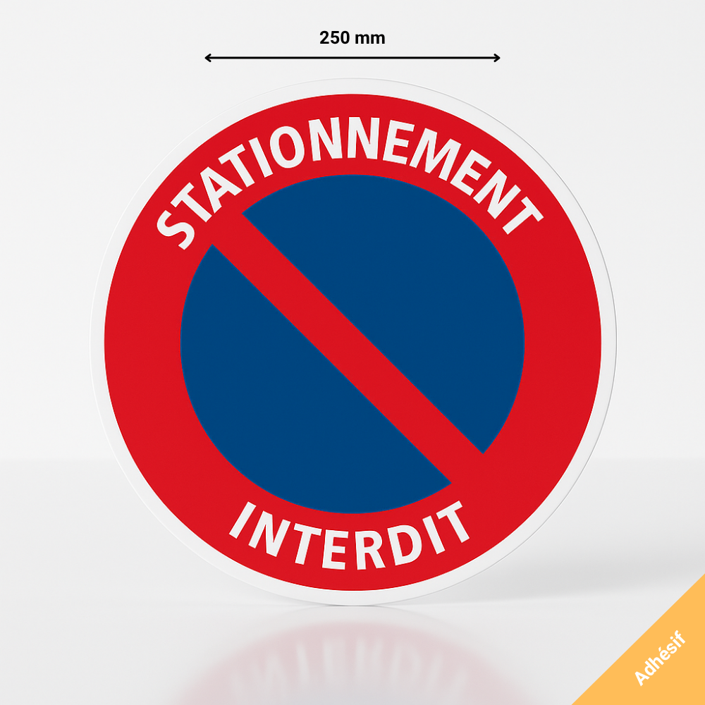 Adhésif panneau stationnement interdit, Autocollant adhésif, Diamètre Ø 250 mm (25 cm), Interdiction de stationner - 3