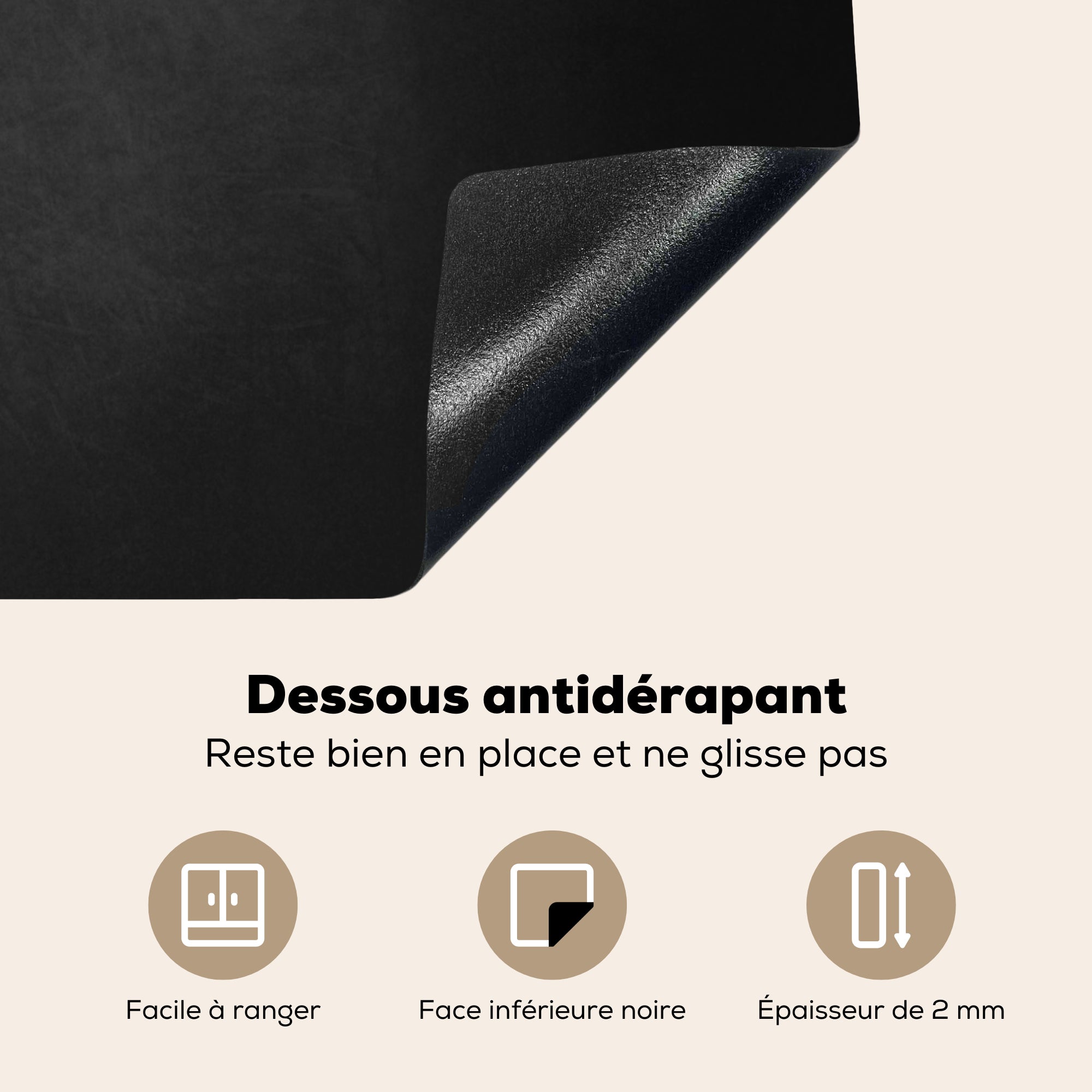 PROTÈGE-PLAQUE, PLAQUE DE CUISSON, CÉRAMIQUE Béton - Noir - Gris - Texturé - Industriel Cuisine Accessoire 60x52 cm - 6