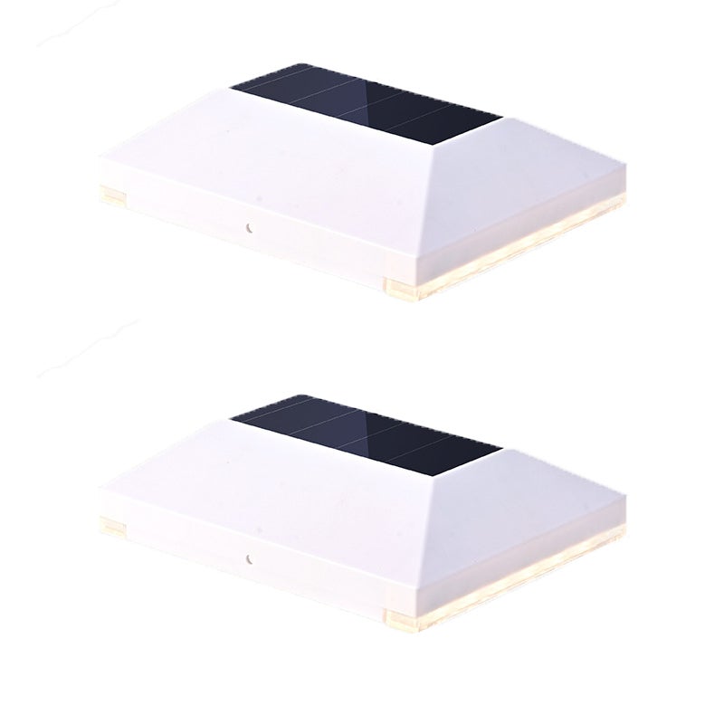 2 sztuki krzemu polikrystalicznego, biała ciepła barwa światła, solarna lampa ogrodzeniowa, słupek, nakładka, L127 * W105 * H34 mm
