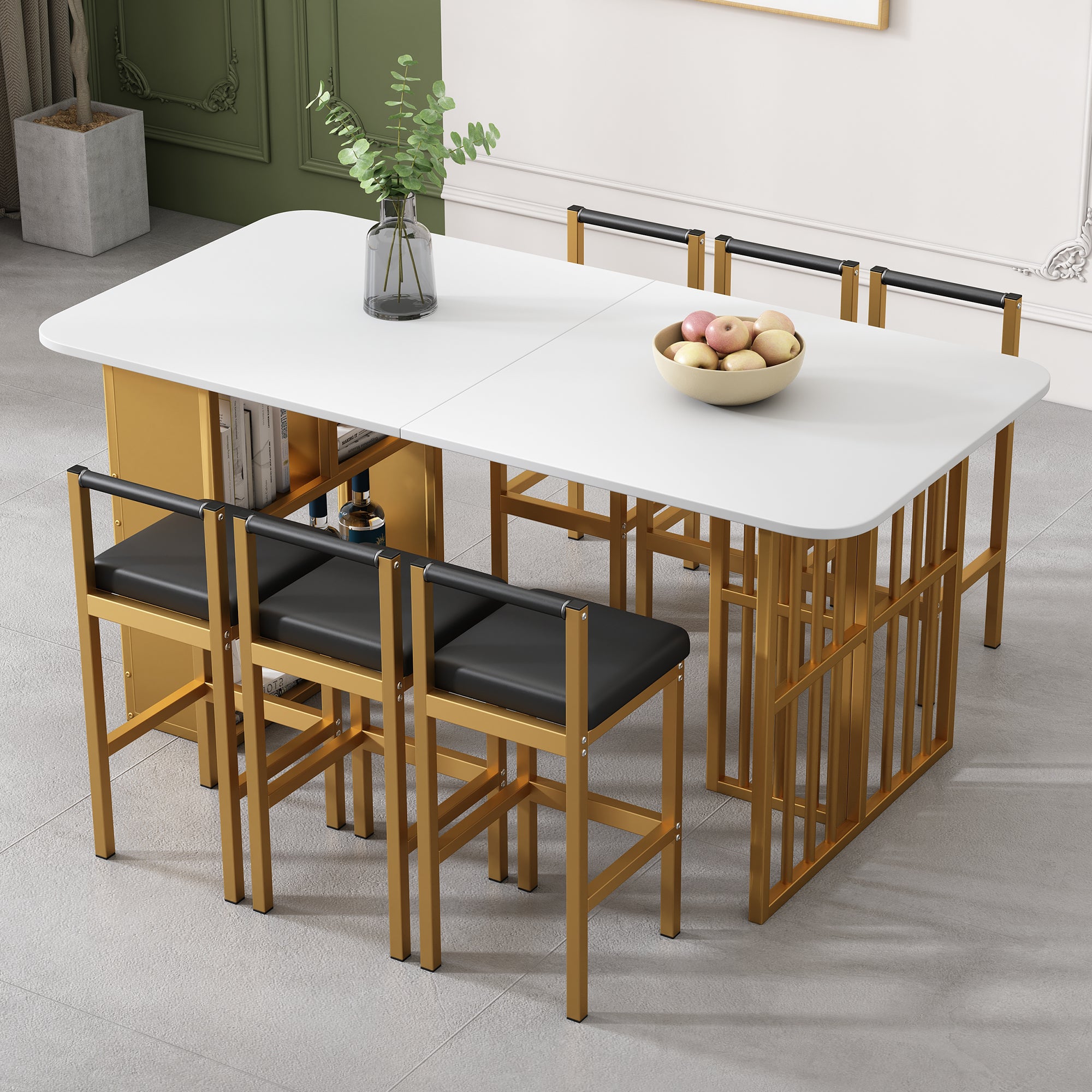 Tavolo Da Pranzo Con 6 Sedie - Set Moderno In Legno Di Faggio, Per Cucina O Sala Da Pranzo, Colore Beige - Foto 2