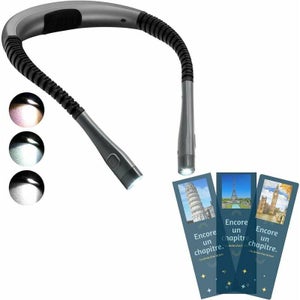 Luce Da Lettura Ricaricabile Con Clip Monotremp - 80 Ore Di Autonomia, 3 Colori E 3 Luminosità, Leggera 36,9g, Per Lettori Notturni