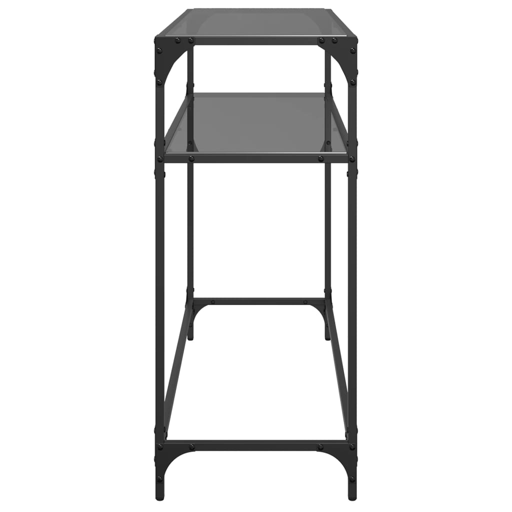 Table console avec plateau en verre noir acier 98x35x81 cm - COMFORTXL - 5