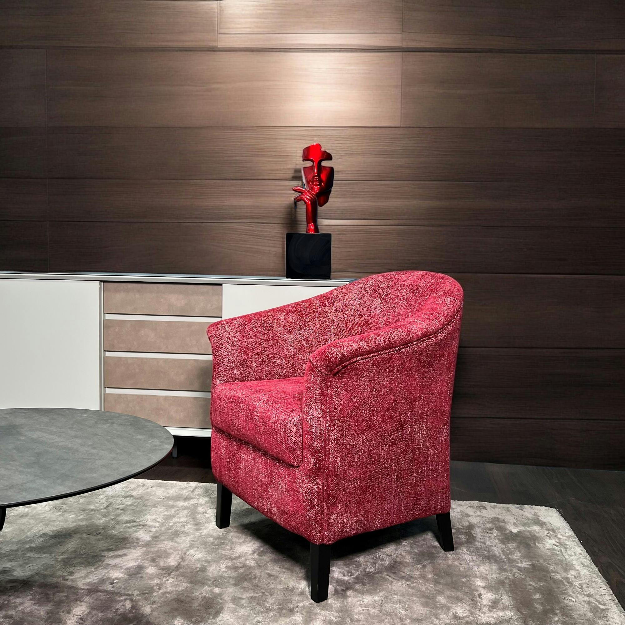 Fauteuil Cabriolet rouge chiné MIRA - 3