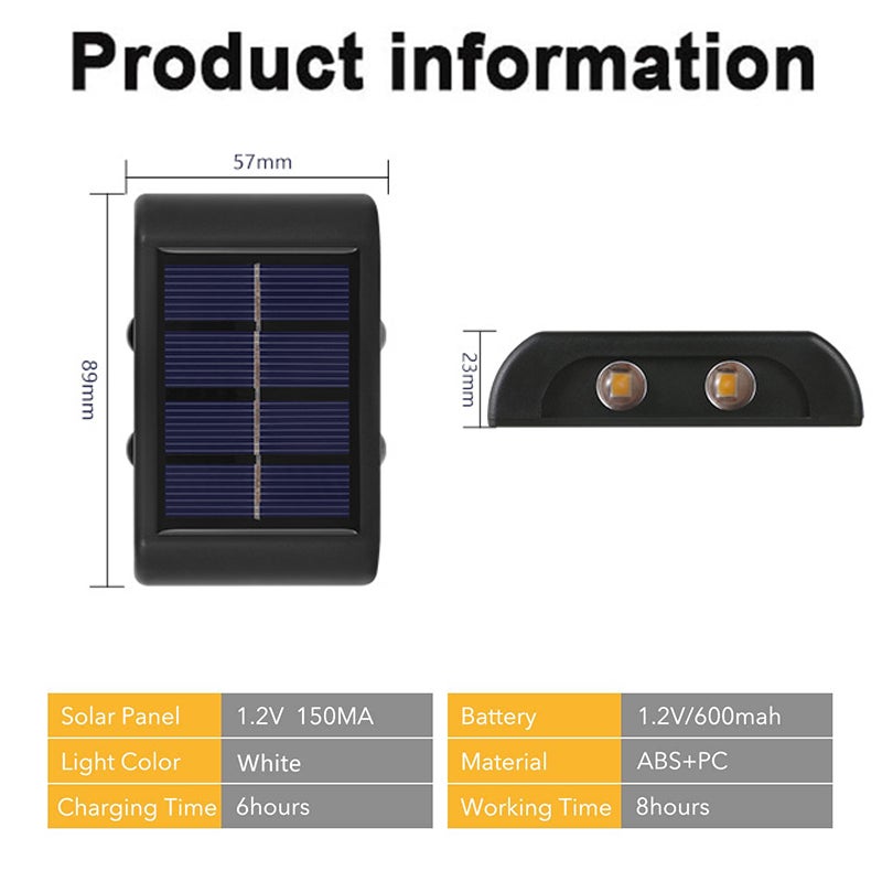 Luminárias de Cerca Solares LED para Exterior, Luminárias de Degrau Solares, Iluminação de Deck, Pátio, Luz Branca Quente de 3000K (Pacote com 2) - 2