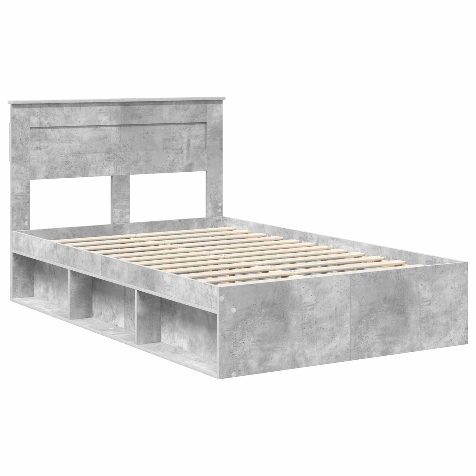 Cadre de lit gris béton 135 x 190 cm en pin massif - 4