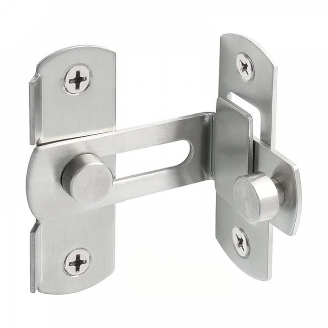 Barillet Porte Acier Inox 304 – Verrou Coulissant à Ressort – Anneau De Tirage – Lot De 2