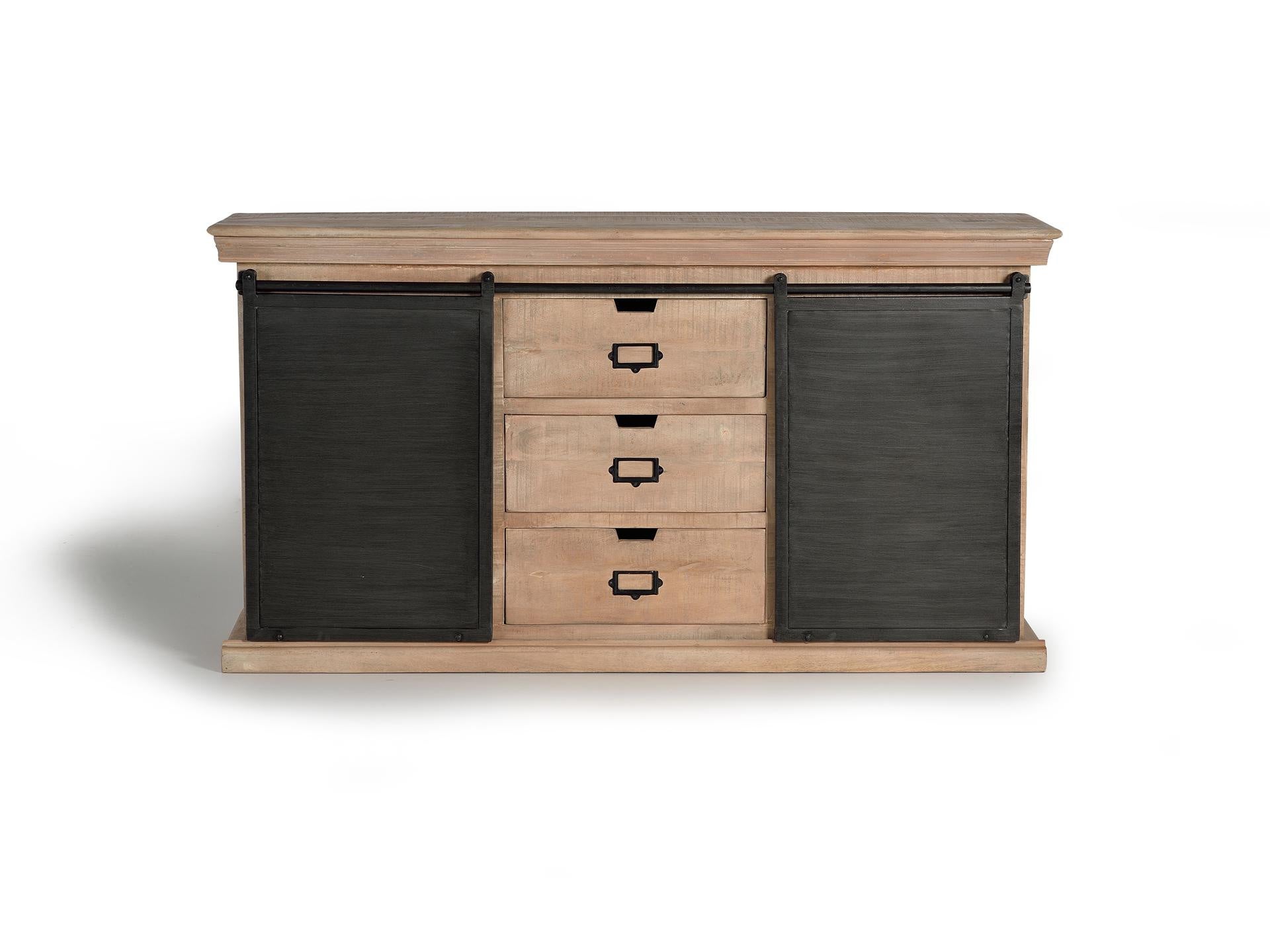 Nowoczesna komoda w stylu industrialnym z drewna mango - 85x160x40 GYC