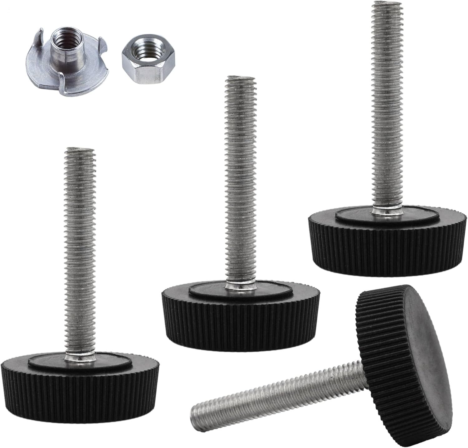 Set de 4 picioare de nivelare pentru mobilă M5 x 30 mm, picioare rotunde reglabile cu diametrul de 25 mm 4buc