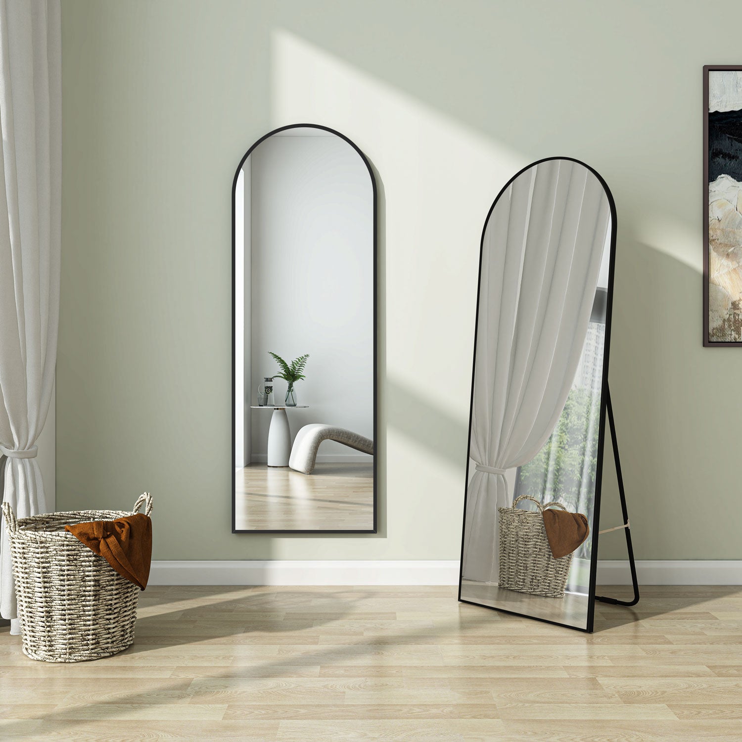 Miroir complet arqué Pure noir, Miroir Sur Pied l.50 x H.150 cm - 2