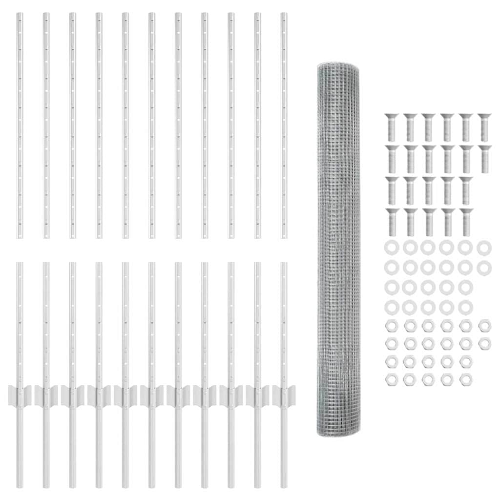 Clôture en acier argenté avec poteaux 1 x 25 m - COMFORTXL - 6