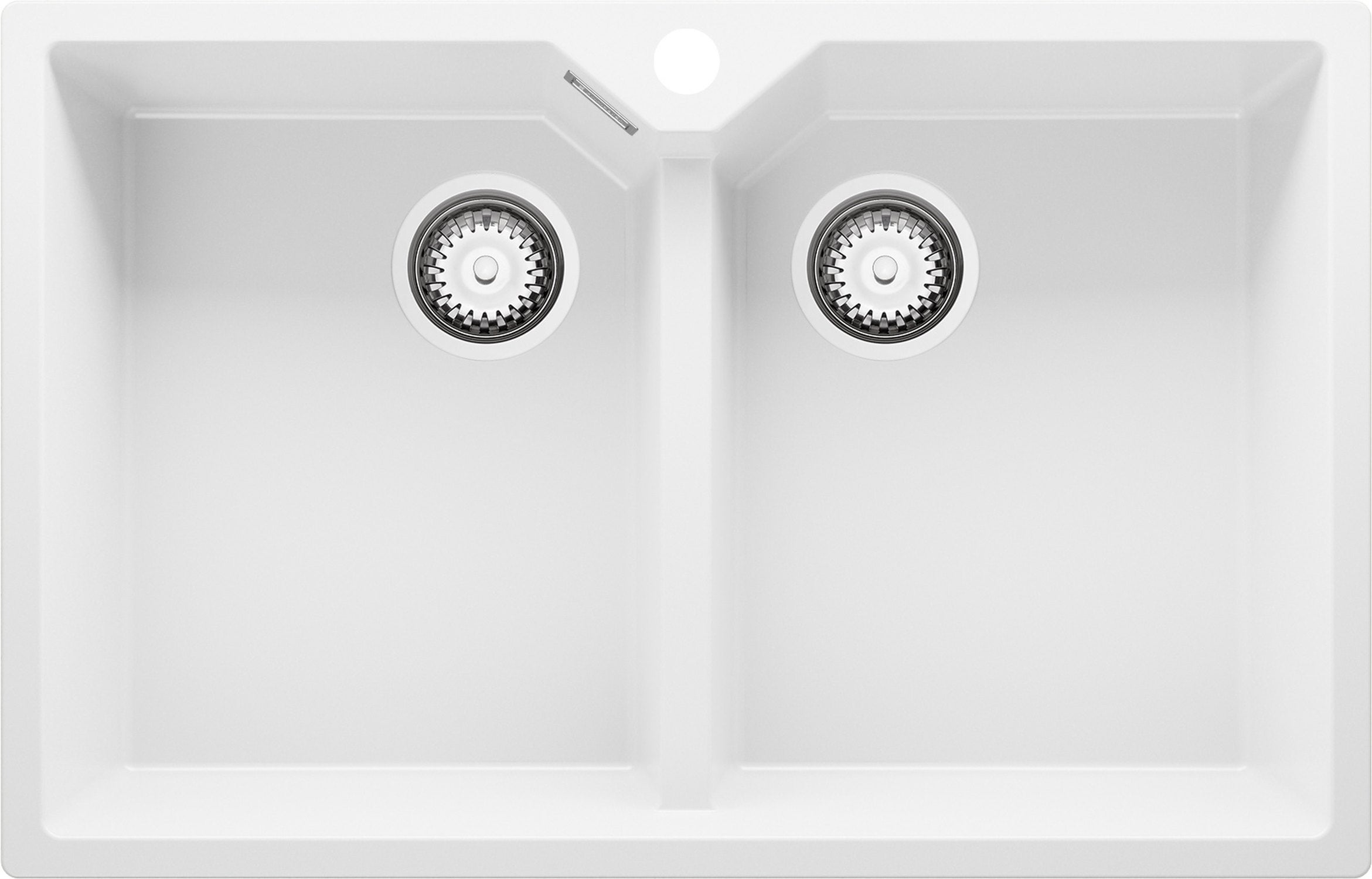 Zlewozmywak Biały 78x50cm, Zlew Kuchenny 2 Komorowy + Syfon, Nablatowy do szafki od 80cm - Madryt Twin PRIMAGRAN