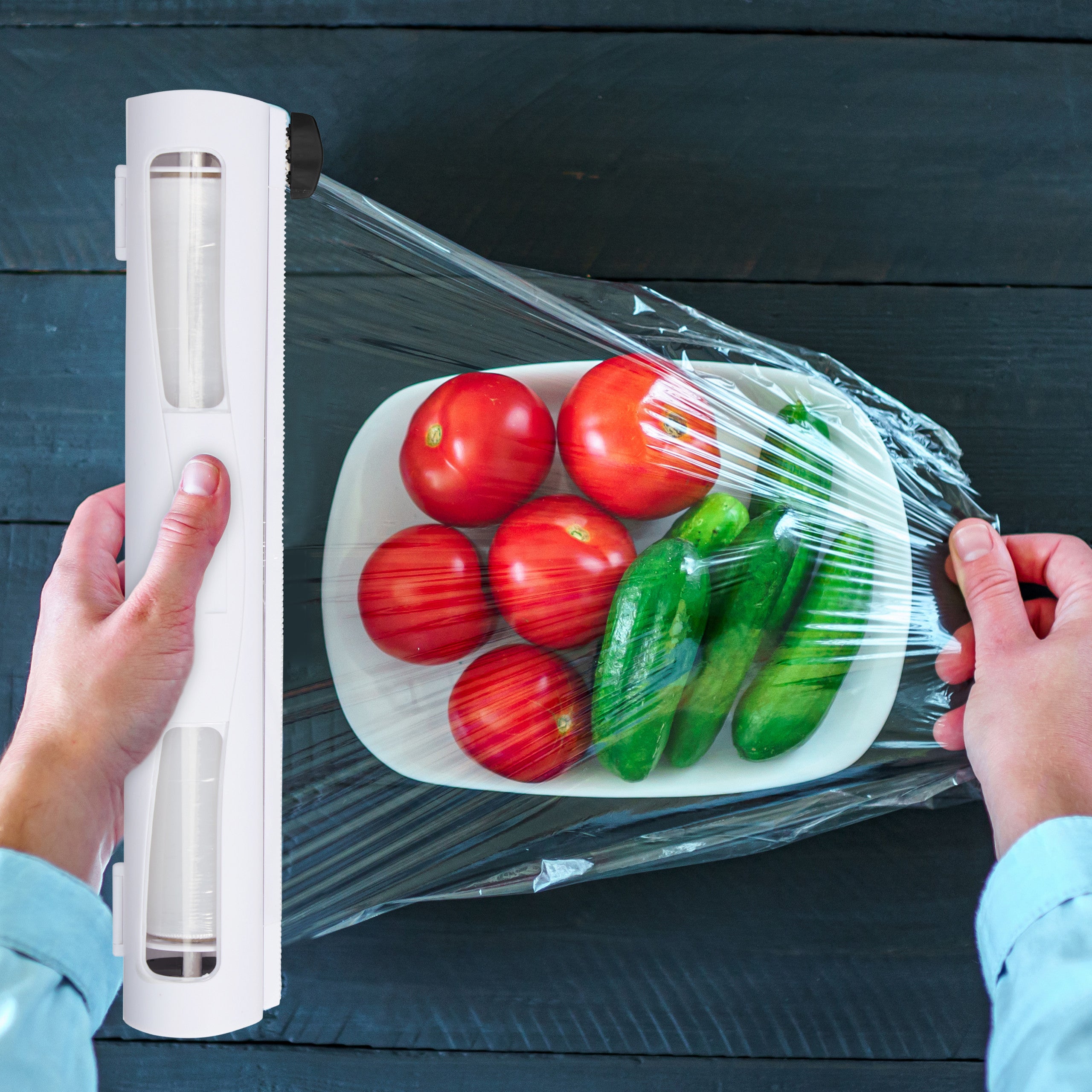 Relaxdays Set da 2 Taglia Pellicola da Cucina, Dispenser Porta Rotoli Plastica & Alluminio, HxLxP: 5 x 37 x 8 cm, Bianco - 2