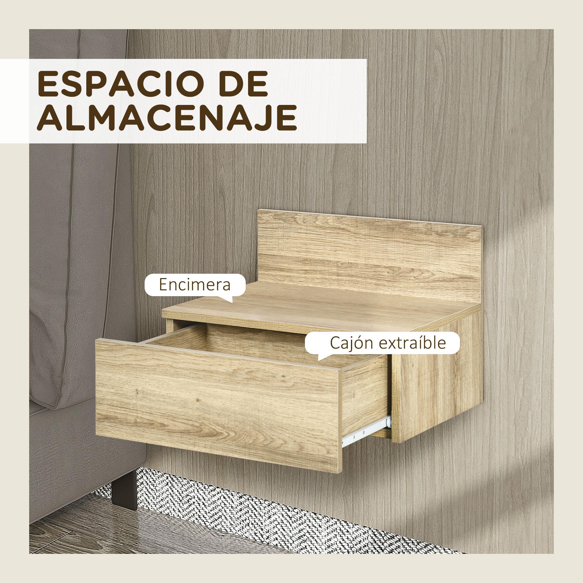 Mesillas de Noche HOMCOM Melamina de Madera Madera Natural 43x36.5x30.5 cm - 6