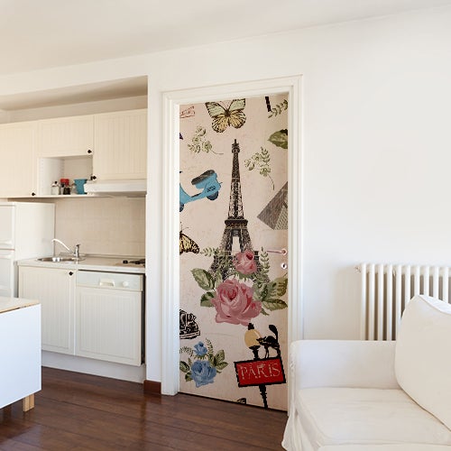 Pegatina de la puerta, etiqueta etiqueta modelo parís para puertas, 204 cm x 83 cm