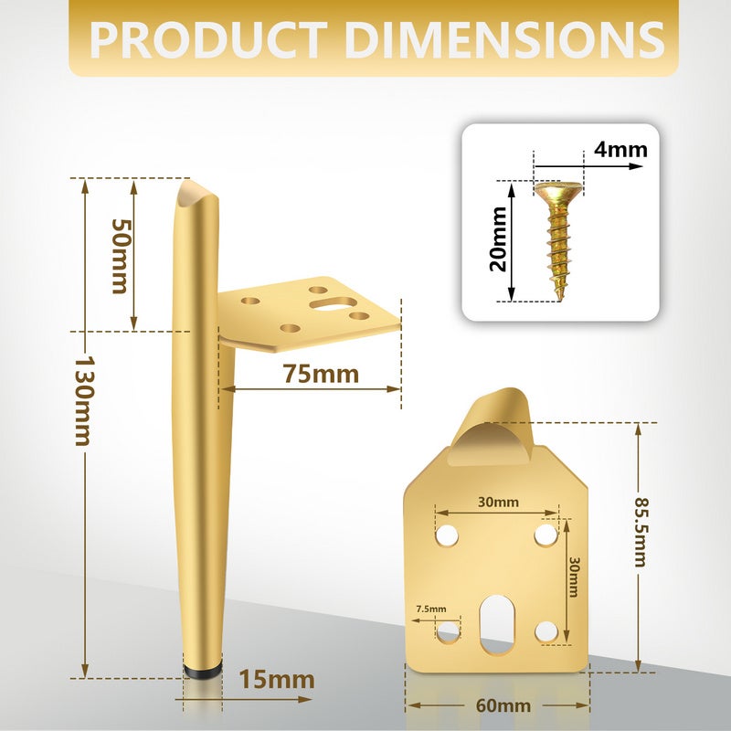 Piedini Regolabili Per Mobili - Set Da 4 Gambe In Acciaio Con Viti - Altezza 0-15mm Per Letti E Divani - Foto 9