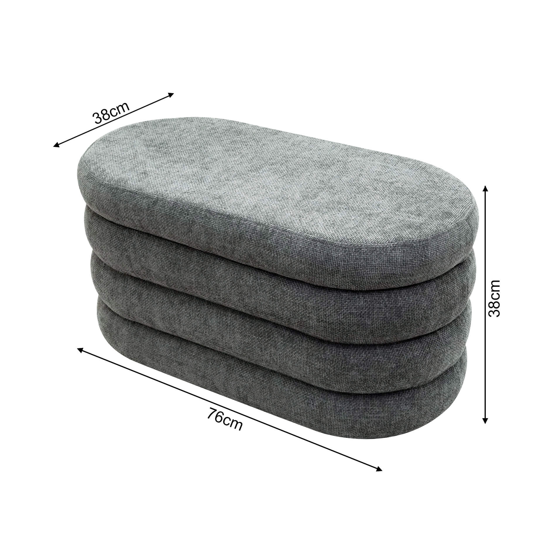 Pouf avec rangement Rebecca Mobili Fagus 38x76x38 Tissu Polyester MDF Gris Moderne - 3