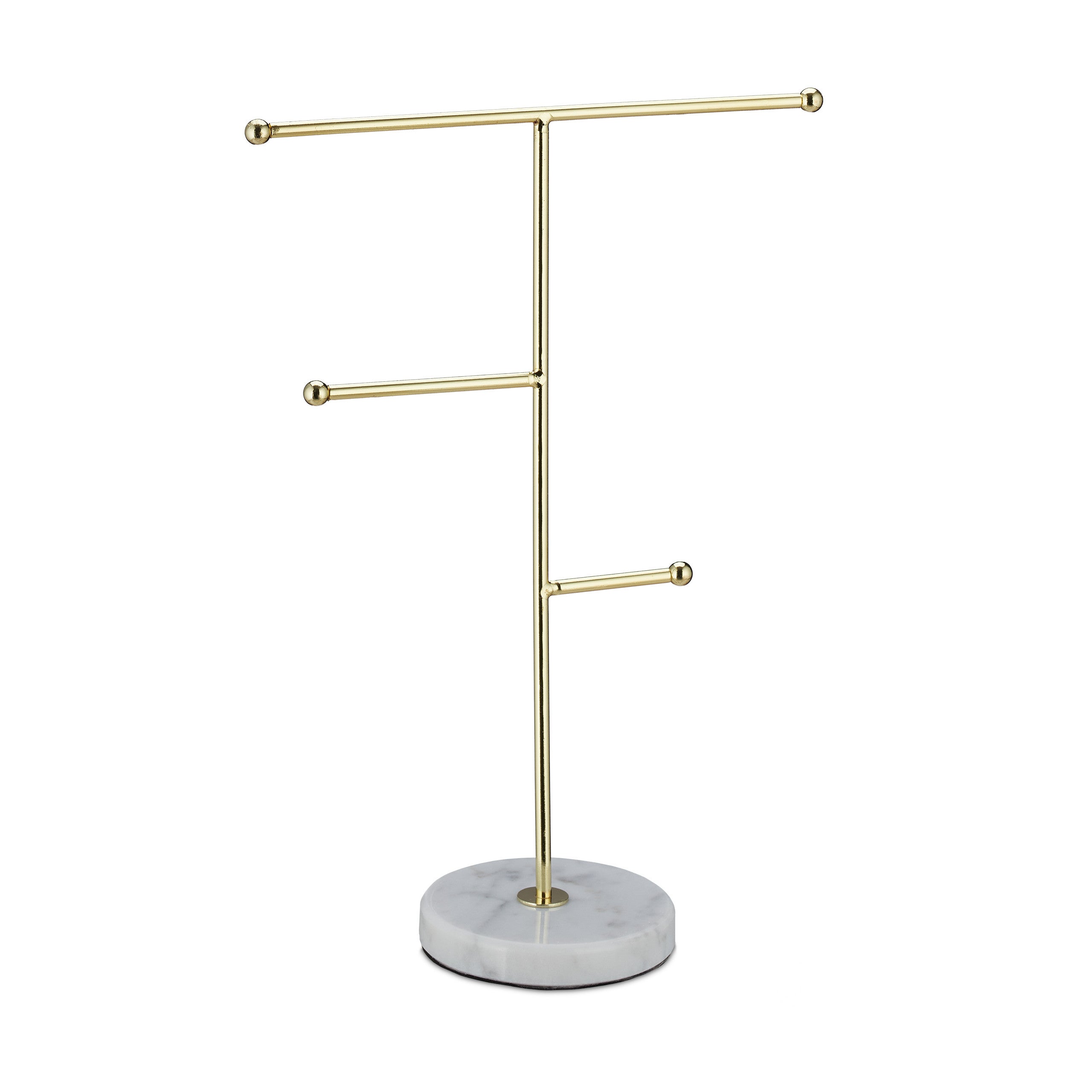 Porte-bijoux, marbre, 3 barres, rangement bijoux, HLP 26x19x8 cm, blanc/or, Relaxdays - 8