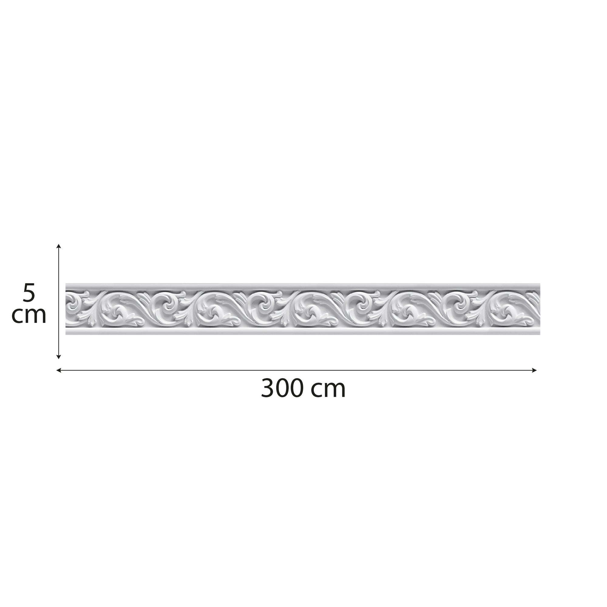 Friso decorativo adhesivo, motivo de acanto imitación moldura barroca, 5 cm x 300 cm - 5