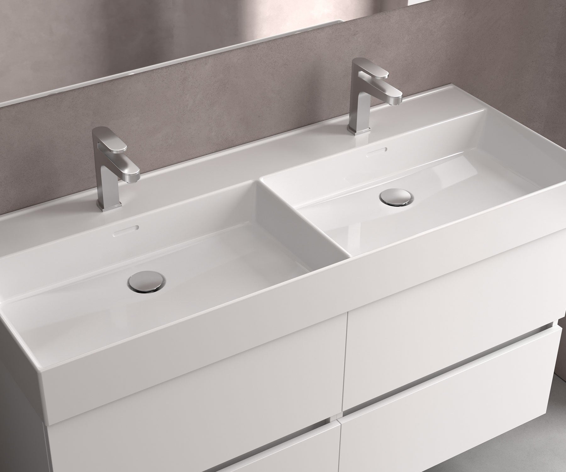 Meuble de salle de bain BEQUIA 120cm Noyer | Vasque Porcelaine - 3