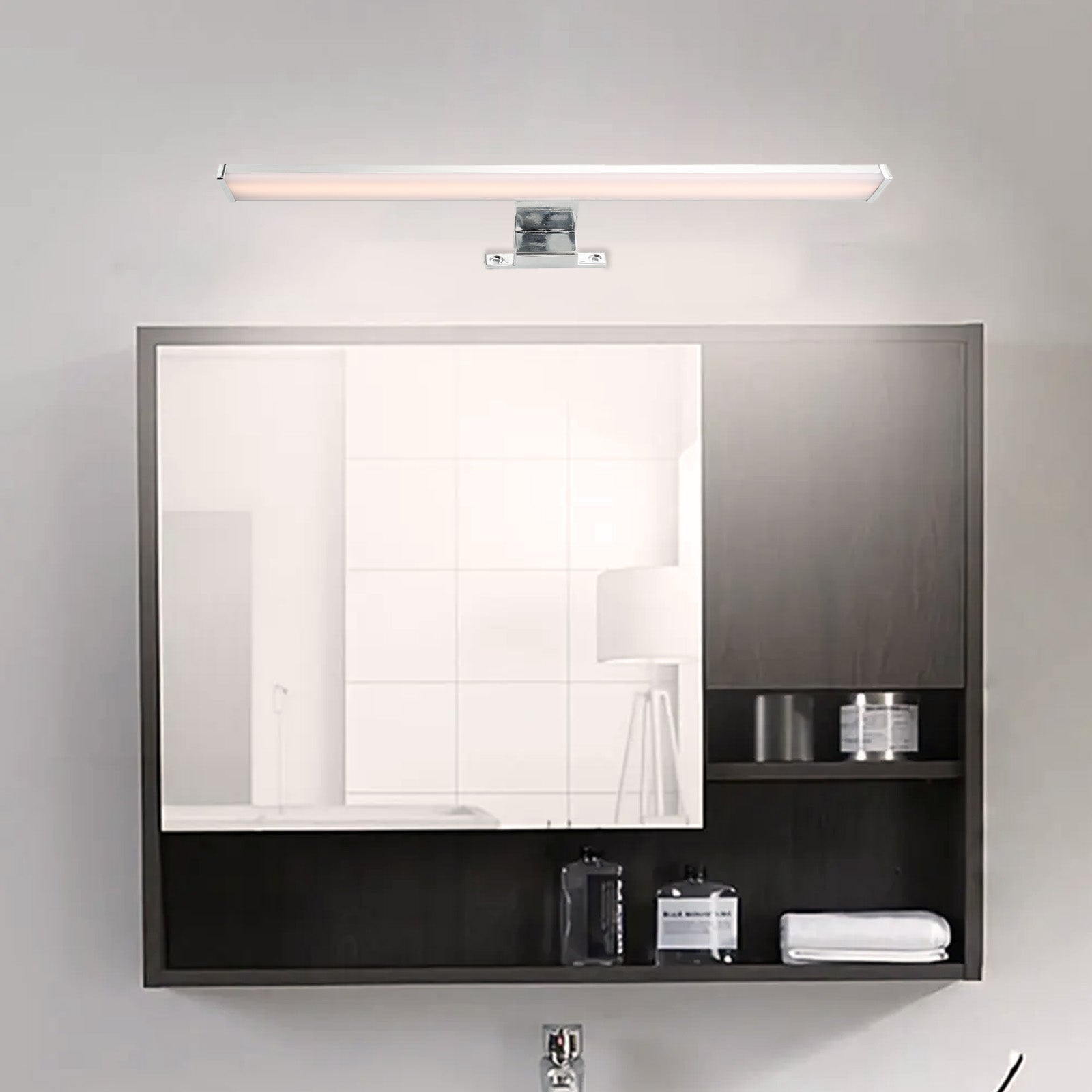Aplique de Pared LED Slim para Baño y Espejo de Aluminio 10W-40cm-IP44 Luz Blanca Neutra 4000K, Cromado - 8