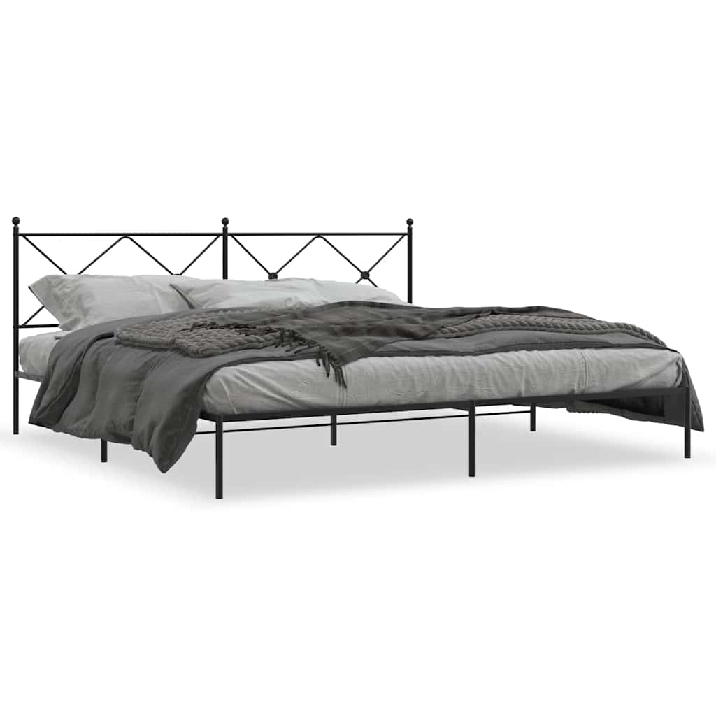 Łóżko Metalowe Czarne Rama Łóżka Ze Stelażem Do Sypialni Pokoju 193x203 cm