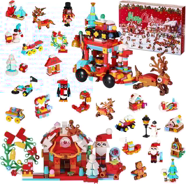 Kalendarz adwentowy 2025, klocki, 24-dniowe odliczanie do świąt Bożego Narodzenia, zabawka dla dzieci i dorosłych, zestaw niespodzianek 12 w 1