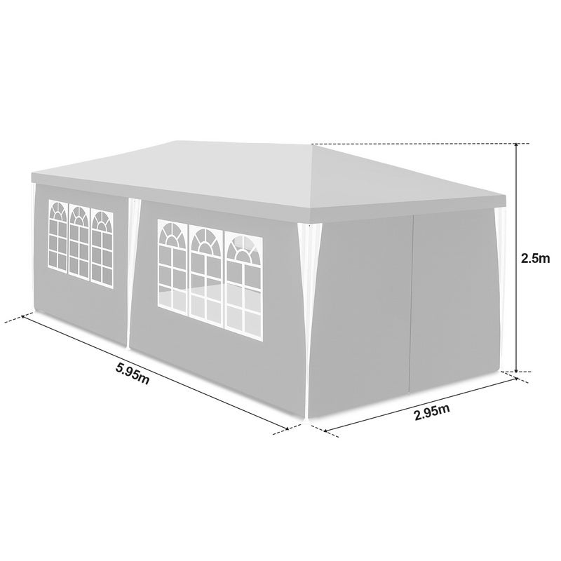 Tente Pavillon Tente de réception Manifestations d'entreprise Nettoyage facile 3x6m Blanc - 2