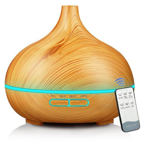Diffuseur d'huiles essentielles 550 ml, humidificateur à brume, veilleuse colorée, silencieux, arrêt automatique, avec télécommande, humidificateur