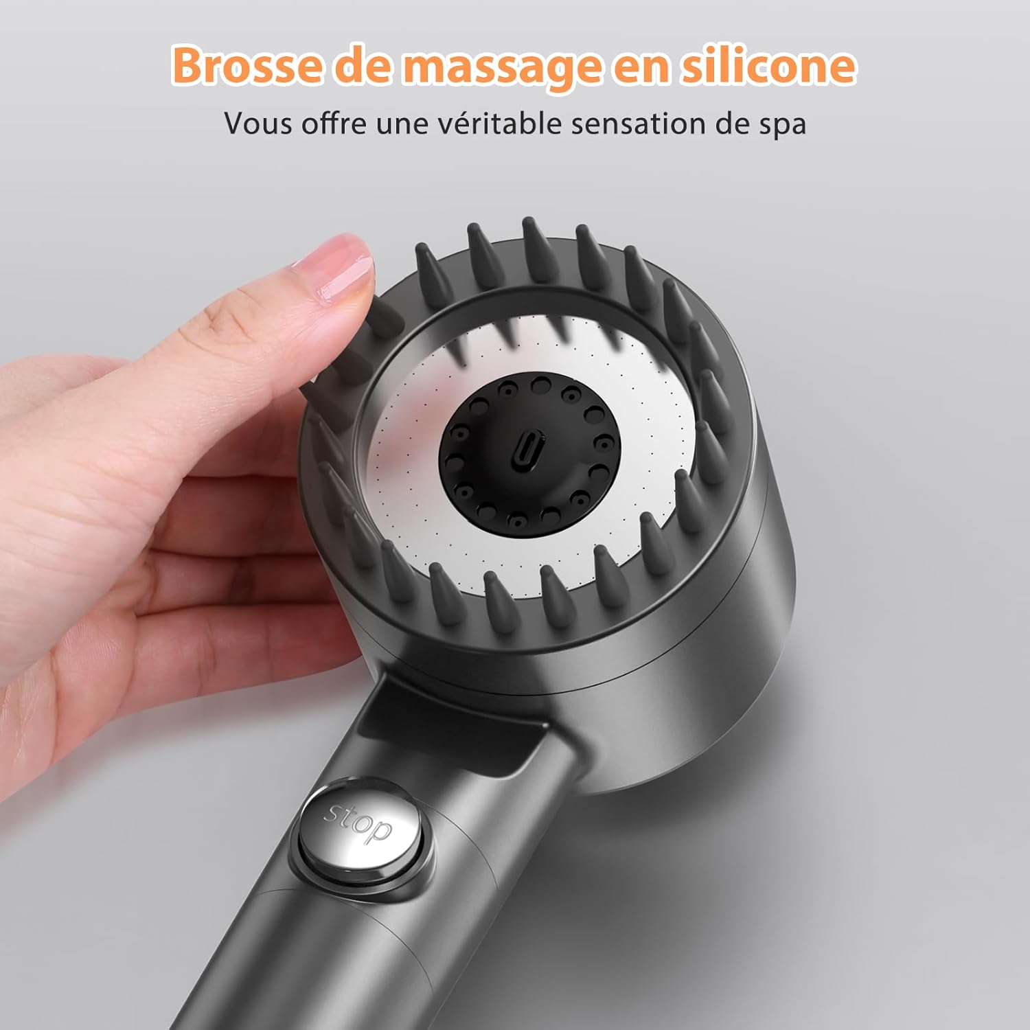 Pommeau de Douche Anti Calcaire avec 15 Étapes Filtre et avec Tuyau 1,5M Pommeau Douche Économie Deau Haute Pression Filtre Douche 3 + 1 Types - 5