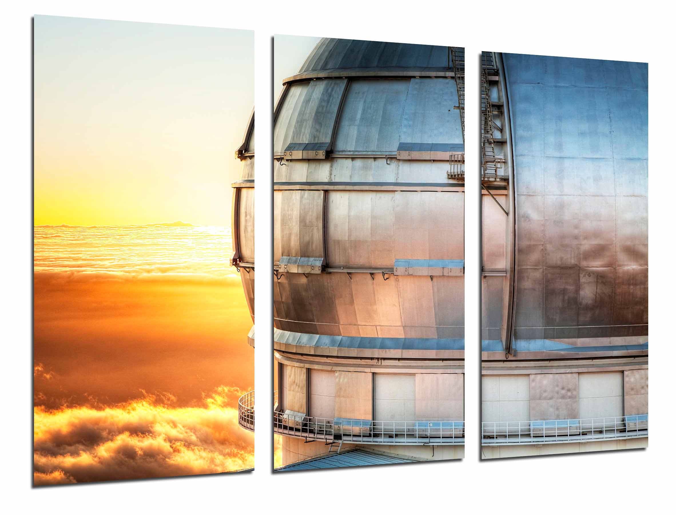 Atardecer telescopio gran canarias, astronomia, españa, impresión fotográfica sobre madera, cuadro moderno decorativo