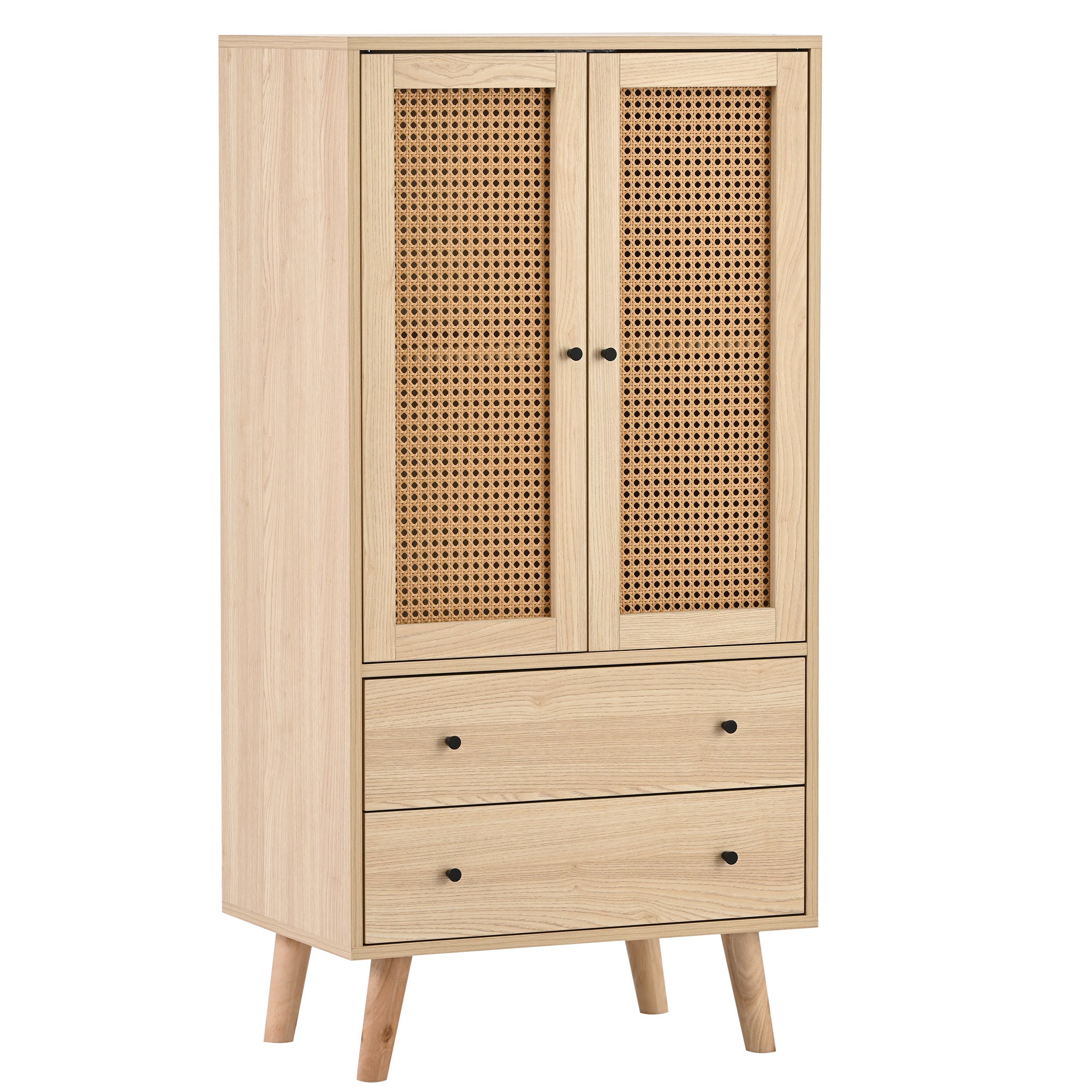 Meubles de rangement pour vaisselles 60 x 40 x 120 cm - 2 Portes En Rotin Et 2 Tiroirs - Naturel - 8