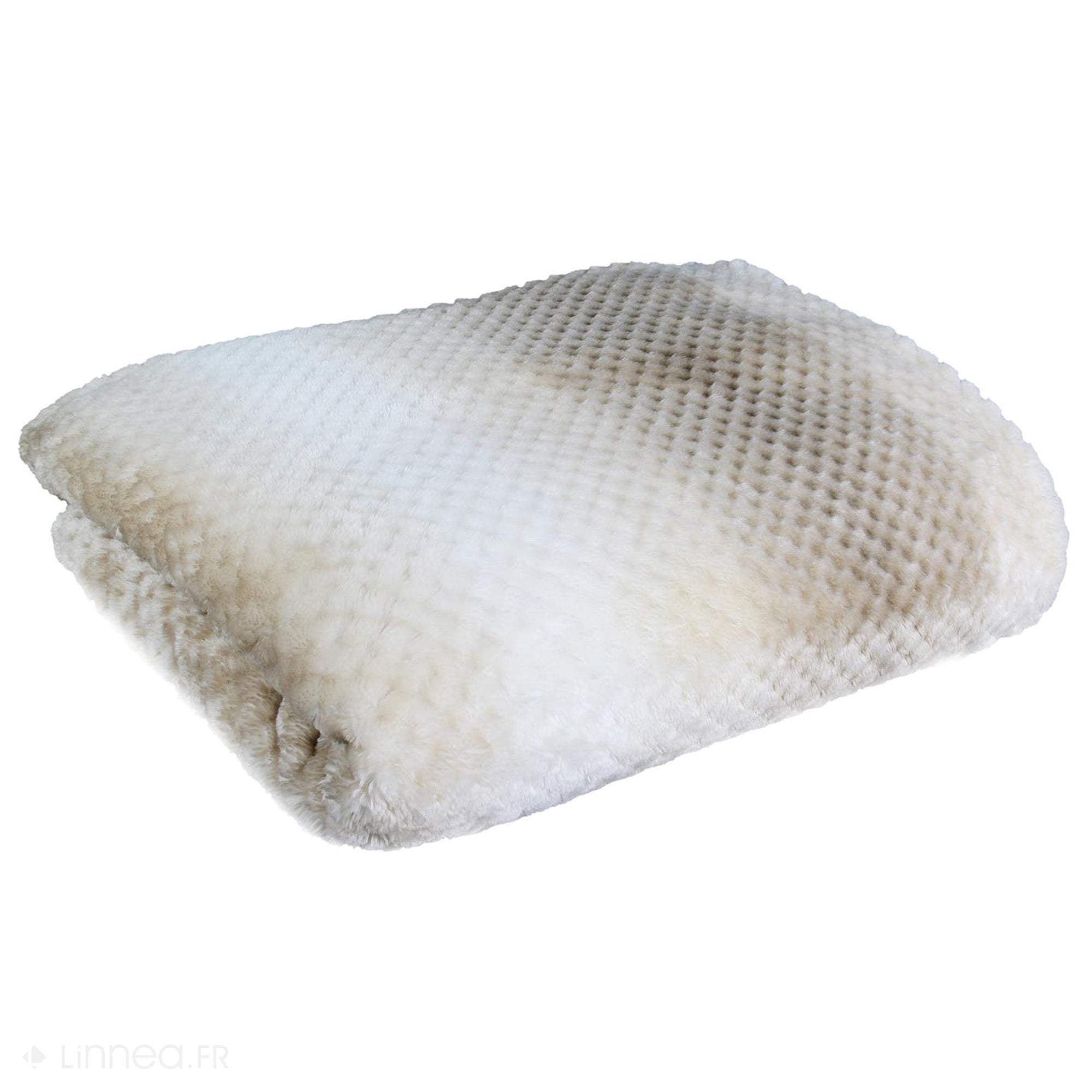 Plaid XXL en polyester 150x200 cm OURAL nid d'abeille dégradé de beige - 4