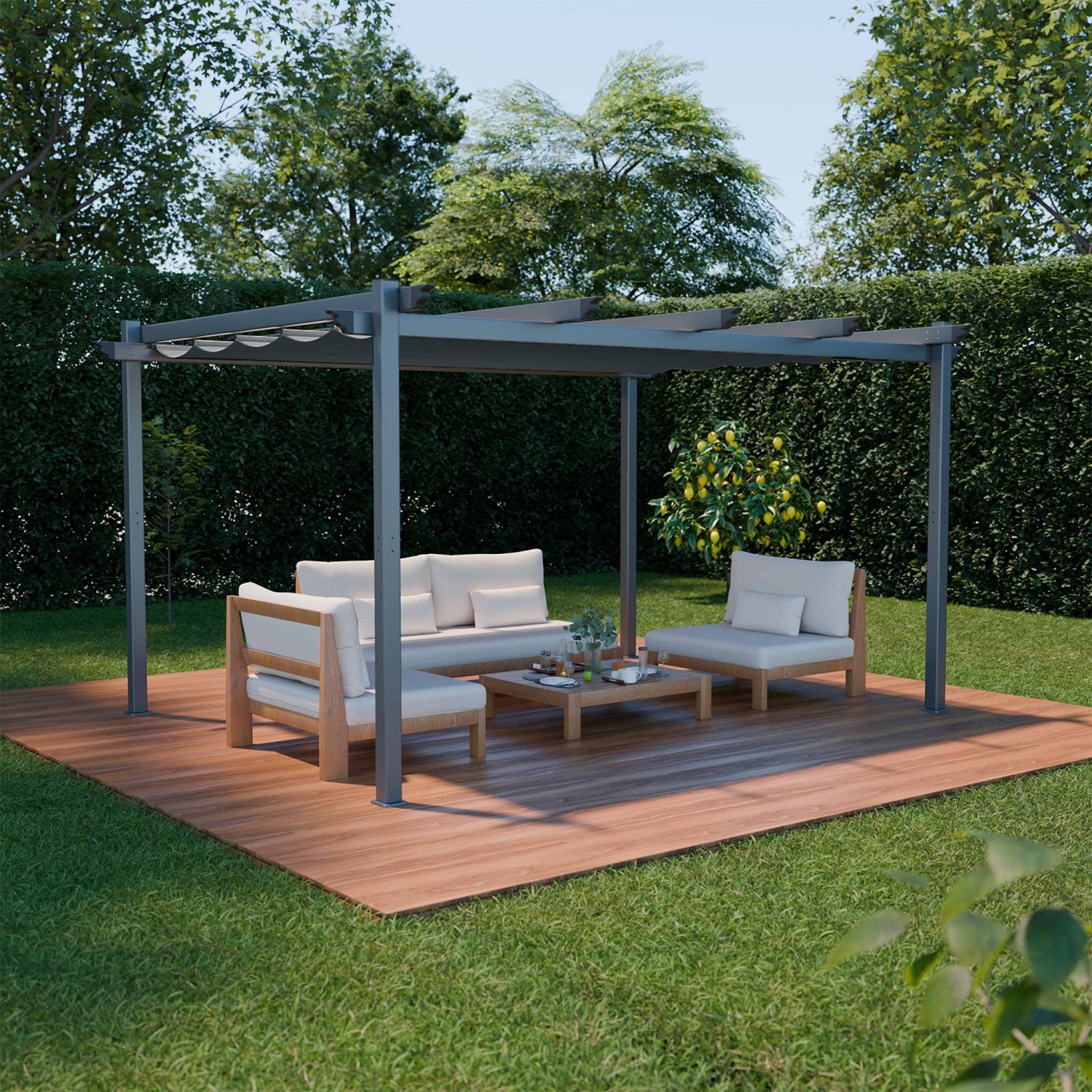 Pergola autoportante Gris en Aluminium 12.0 m² - 2