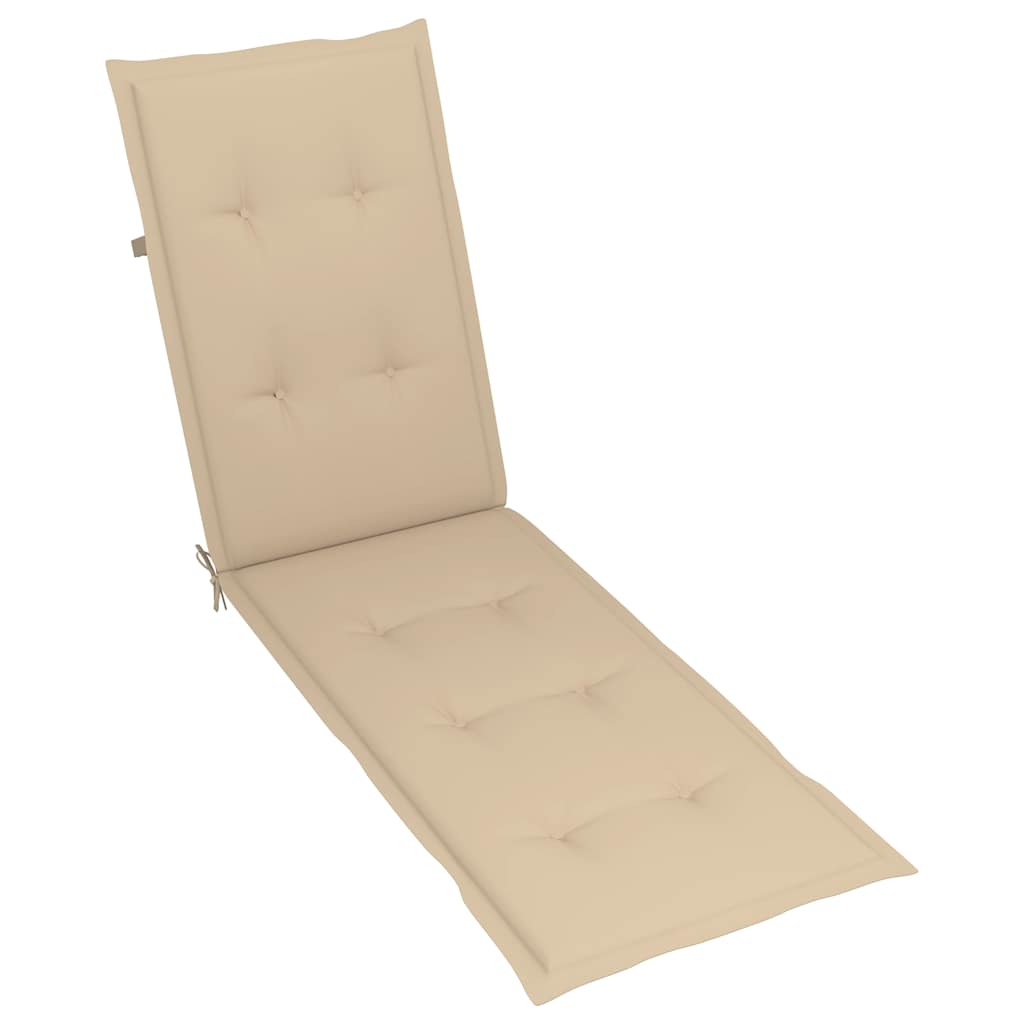 vidaXL Chaise longue d'extérieur repose-pied et coussin Acacia solide - 7