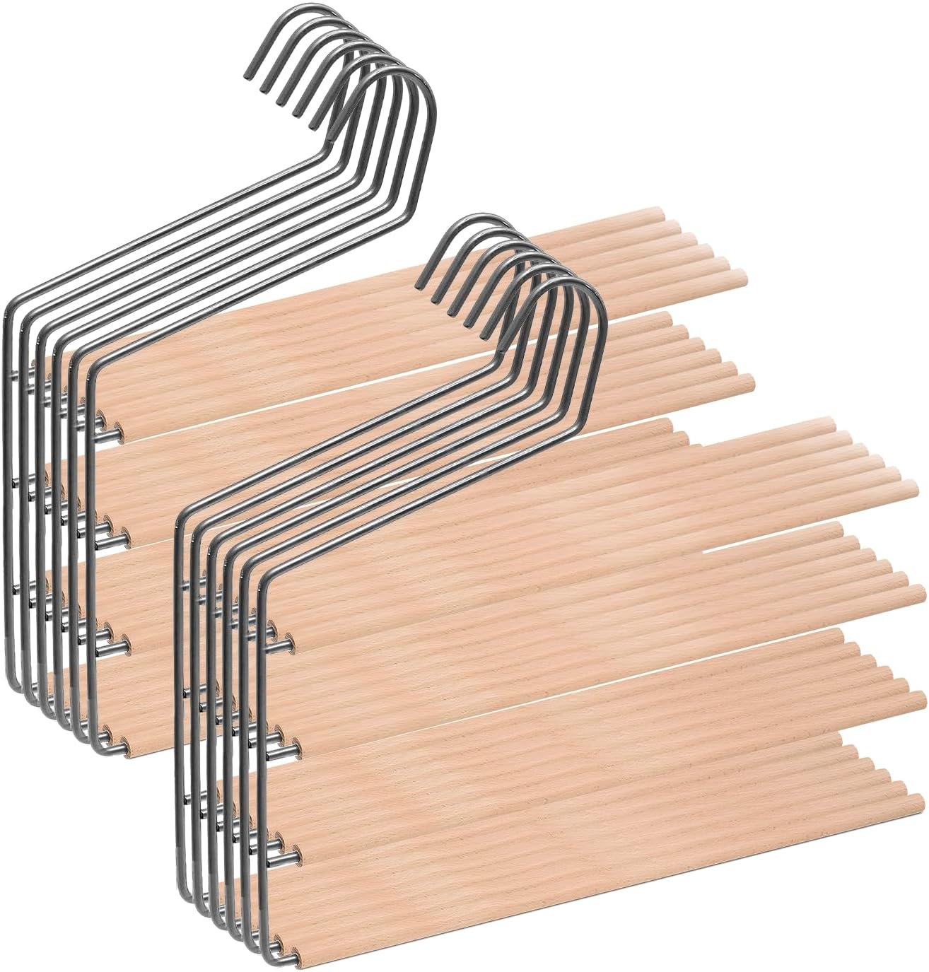 Lot 5 Cintres WOOD Naturel - Cintre Et Crochet