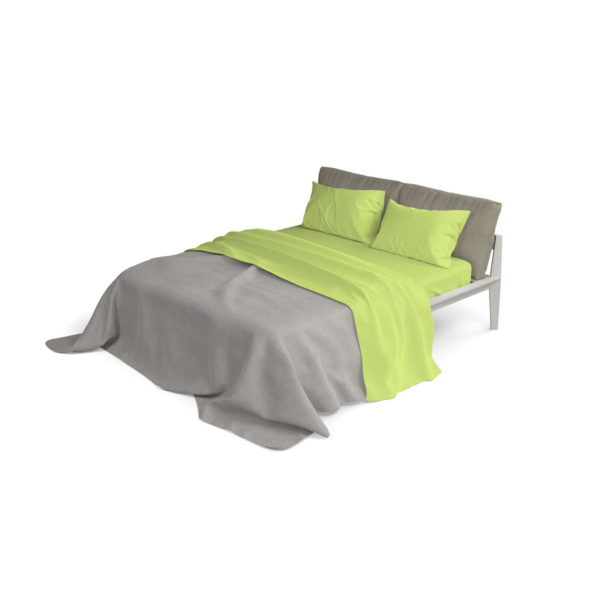 COMPLETO LETTO MAX COLOR, 100% COTONE, MADE IN ITALY, MATRIMONIALE, VERDE ACIDO - 4